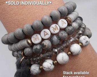 Custom GREY Name bracelets friendship bracelet handmade bracelets personalized gift for her handmade jewelry personalized beaded bracelets