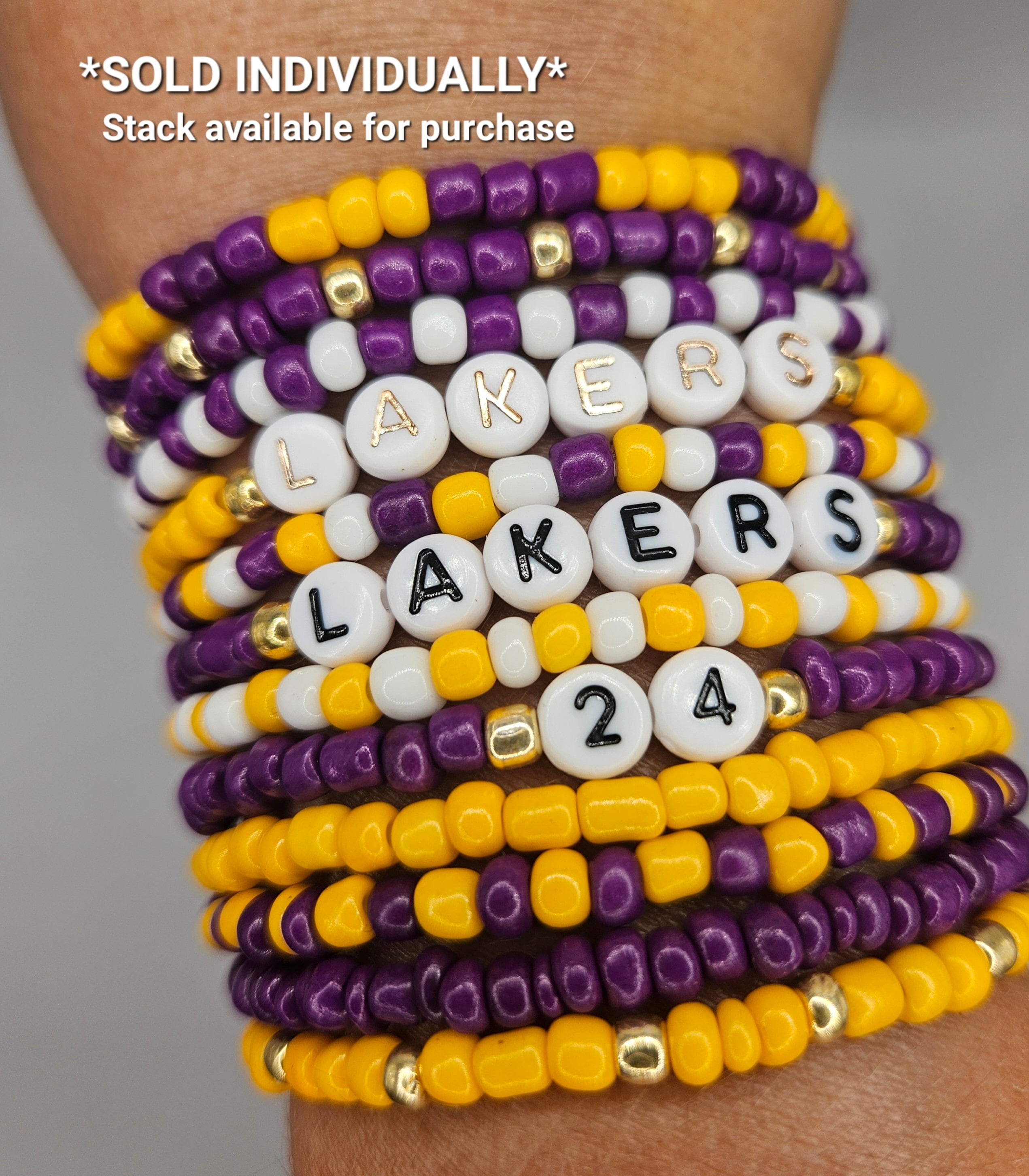 La Lakers Bracenet Purple & Gold Upcycled Fishing Net Bracelet M