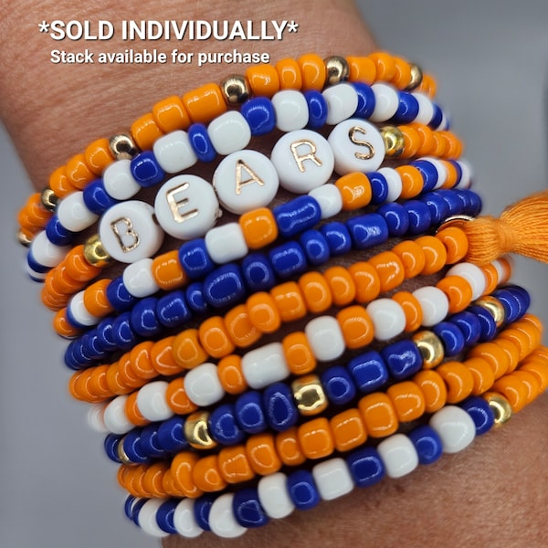 BEARS bracelets NFL sports bracelets football friendship bracelets personalized CHICAGO Bears bracelets custom word bracelets gameday gear