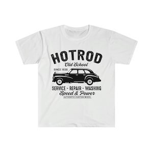 KLASSIEKE AUTO-ENTHOUSIAST Kleding T-shirt | Perfect T-shirt voor autoliefhebbers | Blijf cool en retro met ons Hot Rod Garage T-shirt |