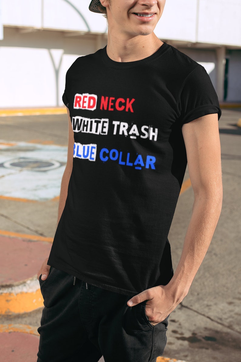 "Red Neck White Trash Blue Collar" Bumper Sticker - 5 Inches, Matte Vinyl, Waterproof, For Cars & Tumblers - View #6