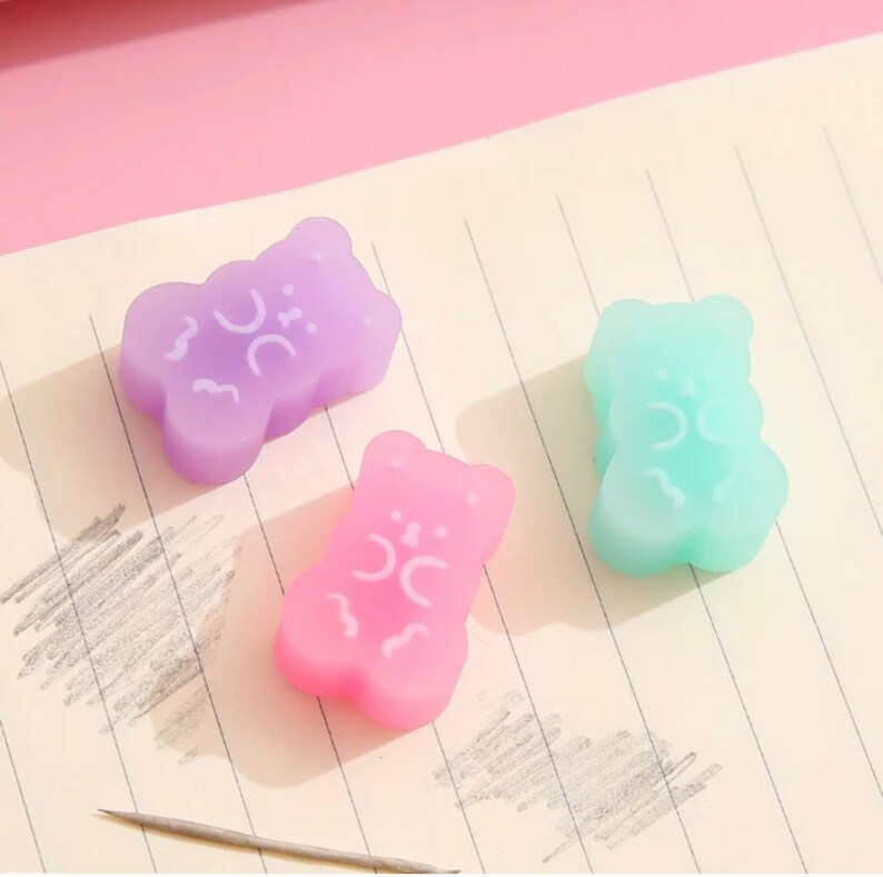 Kawaii Candy Gummy Bear Erasers Etsy