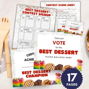Best Dessert Contest Kit, Dessert Bake Off Competition Voting Ballot, Printable Award Bakeoff Certificate, Baking Contest Tasting Scoresheet