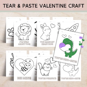 Lavoretto di San Valentino con carta strappata / Attività di San Valentino con pasta e colla / San Valentino fatto a mano / Lavoretto di carta facile / San Valentino fai da te / Collage di colla