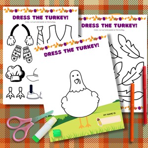 Dress the Turkey Craft Activity for Kids, Thanksgiving coloring craft, Decorate a Turkey Activity, Turkey Coloring Page, Screen Free Craft
