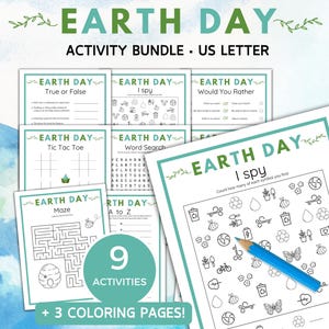 Earth Day Printable Games for Kids Earth Day Activities, Preschool Earth Day Classroom Activities, Happy Earth Day I Spy Kids Activity Pack
