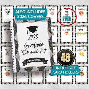 Graduation Gift Card Book Editable Grad Gift Card Holder, Last Minute Printable Graduation Gift, Survival Kit, Build Your Own Gift Card Book