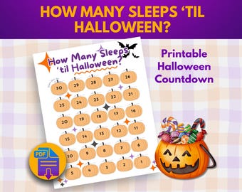 Halloween Countdown, Halloween Tracker, Halloween Printable PDF, Countdown Calendar, Halloween Calendar, Halloween Activity for Kids