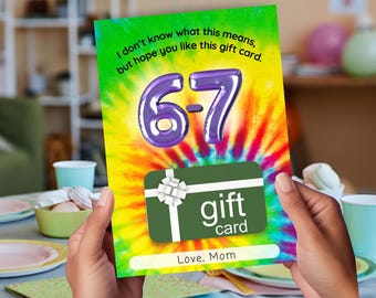 Divertente porta biglietti d'auguri per il compleanno 6-7, meme virale Six Seven, divertente regalo per insegnanti per il compleanno 6-7, regalo dell'ultimo minuto per bambini e adolescenti