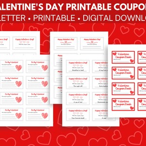 Valentine&#39;s Day Coupons | Printable Valentine Coupon Book | Digital Download