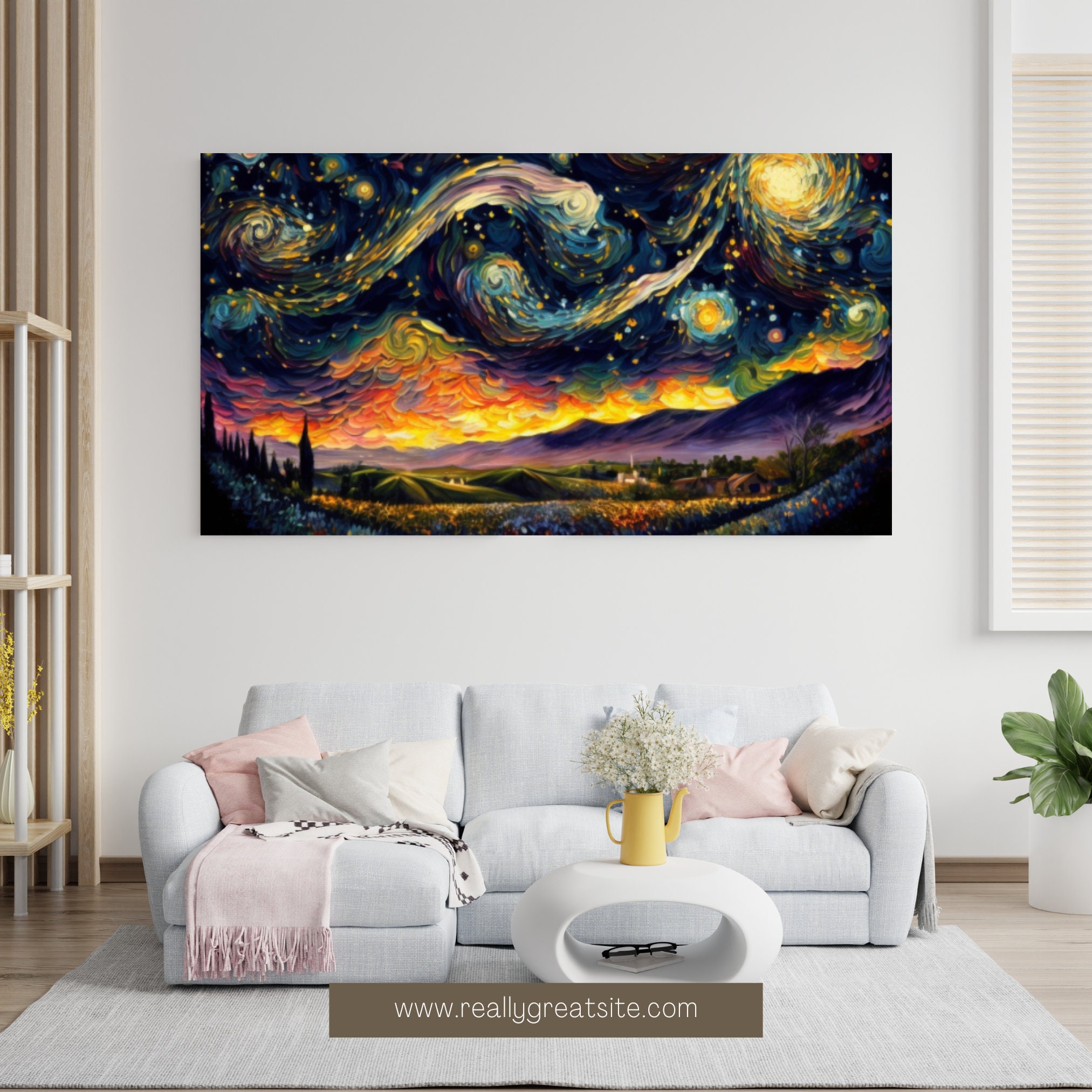 Starry Night Sky Sky Painting Nature Painting Living Room Wall Art ...