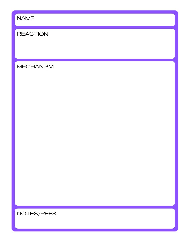Printable Organic Chemistry Study Templates - Reaction Mechanisms - Etsy