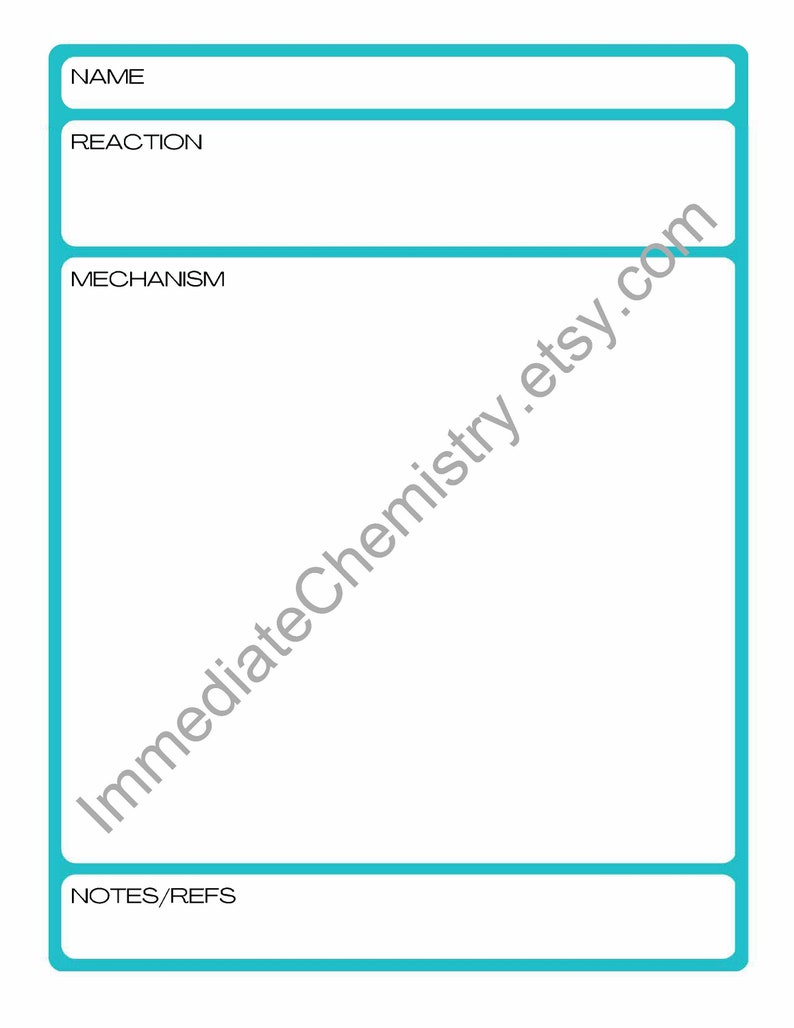 Printable Organic Chemistry Study Templates Reaction Mechanisms - Etsy