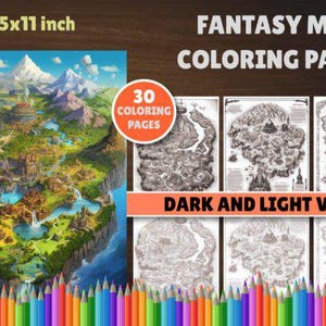30 Fantasy Maps Coloring Pages PDF and JPG