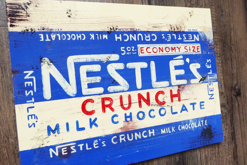 Wrappers Sign Nestle Crunch Chocolate Bar Wrapper - Hand Painted Wooden Sign - Etsy