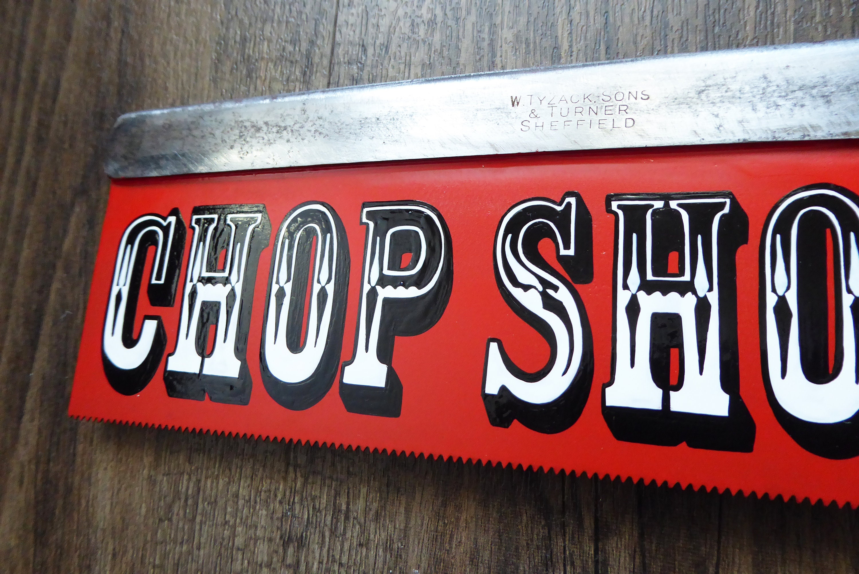 Chop Shop - Hand Painted Saw Sign (red/circus Font) - Etsy