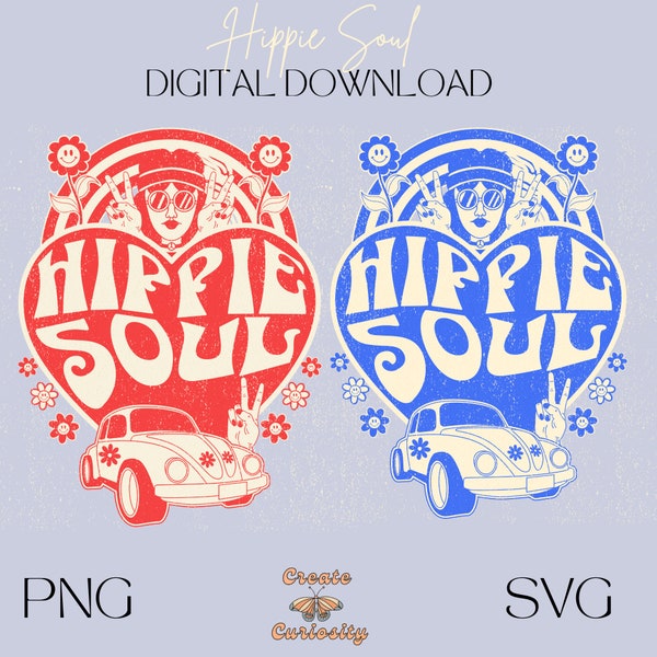 Hippie Soul SVG PNG•Trippy Hippie Png•Hippie Png Volkswagen•Hippie Retro Png Svg•DIGITAL Hippie Soul Sublimation Art•Retro png Sublimation•