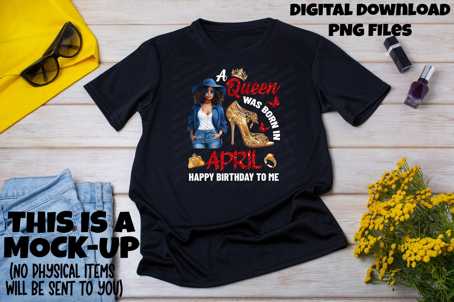 A Queen Was Born in April PNG, Black April Queen PNG, April Birthday ...