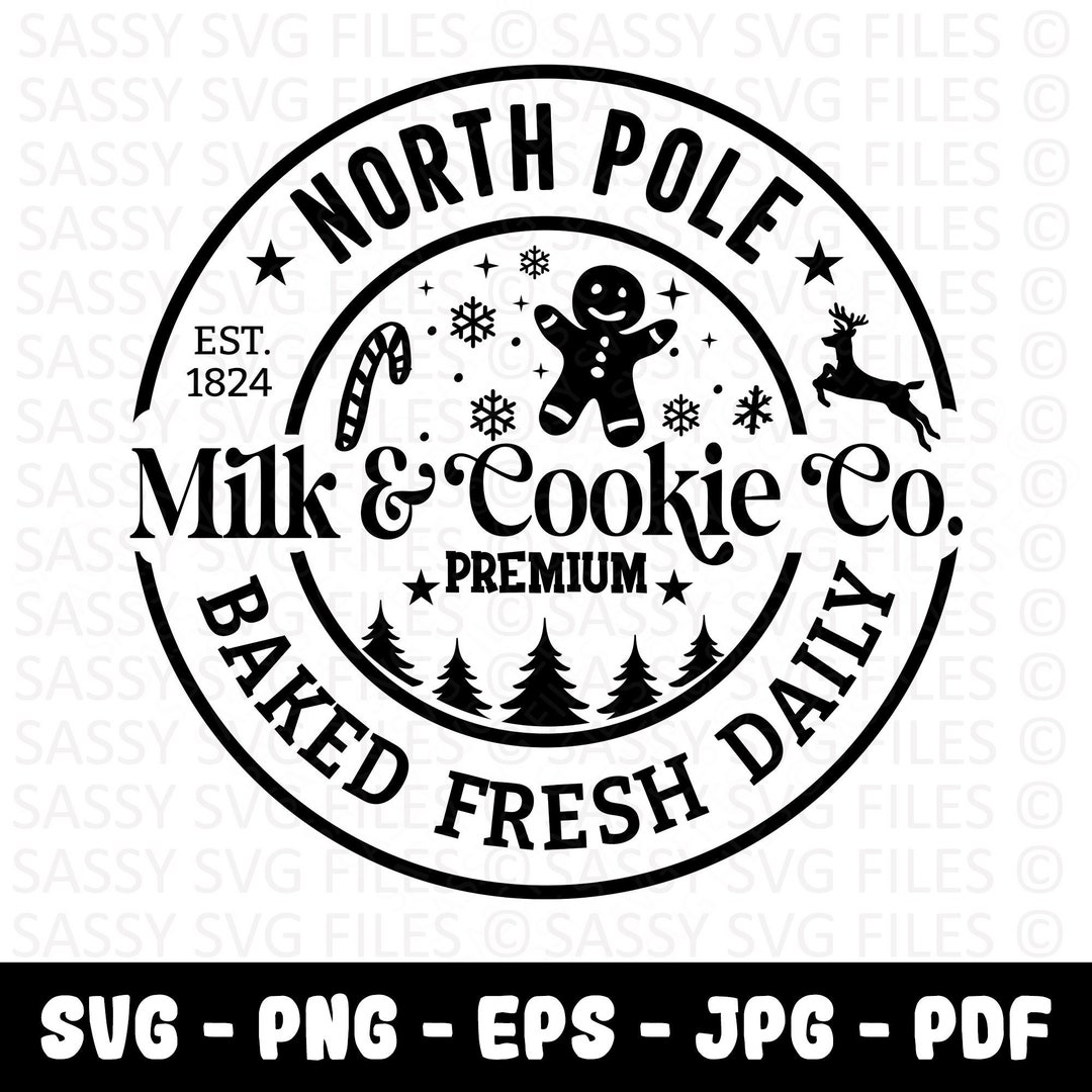 North Pole Cookie Co SVG PNG, Milk and Cookies SVG, Christmas Vibes Svg