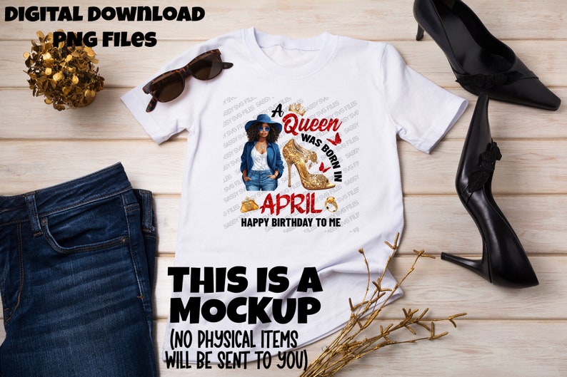 A Queen Was Born in April PNG, Black April Queen PNG, April Birthday ...