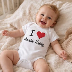Custom I Love Baby Onesie, Personalized Name Bodysuit, Heart Outfit, Newborn Shower Gift