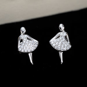 Sterling Silver Ballerina Stud Earrings: Dance Jewelry