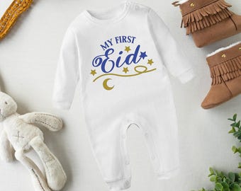 Meu primeiro body de bebê para o Eid | Roupa de bebê para o Eid Mubarak | Body de bebê muçulmano | Primeira roupa de bebê para o Eid | Roupas islâmicas para bebês