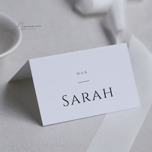 Minimalist Wedding folded place card template, fully editable guest folded tent card for table name cards, instant digital download – DSG002