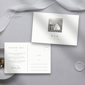 Minimalistische Hochzeits-Dankeschön-Postkarte, druckbares Foto-Dankeschön, bearbeitbare einfache moderne Hochzeits-Dankeschön-Postkarte, Sofortiger Download – DSG002