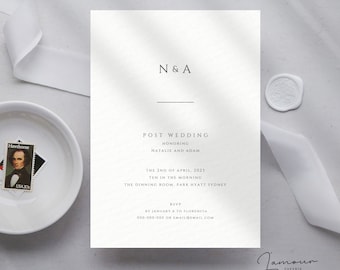 Modelo de convite minimalista para brunch pós-casamento, convite para festa pós-casamento para impressão, totalmente editável, download instantâneo – DSG002