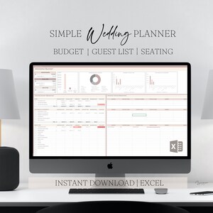 Simple Wedding Planning Spreadsheet, Wedding Budget Planner, Wedding Guest List, Wedding seating plan, excel spreadsheet, instant download