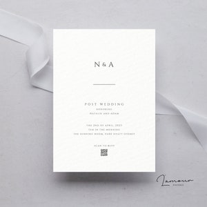 Minimalist Post Wedding Brunch Invite with QR code, Printable Afterparty Invitation Template, fully editable instant download – DSG002