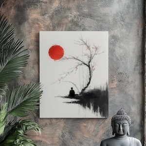 Become One with Yourself - Zen Buddhist Art - Spiritual Painting Wall Art - Moksha, Taoism Hindu Philosophy Yoga CANVAS Version