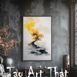 Art de méditation du bouddha dans l&#39;arbre de la Bodhi : peinture zen