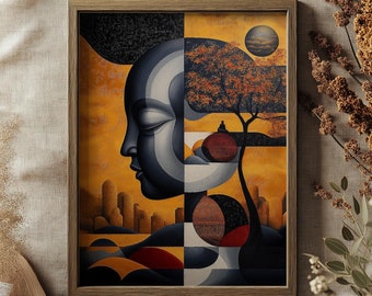 Essence of Stillness: A Journey Into Inner Peace - Buddha Enlightenment Spiritual Artwork Painting Meditation Boho Decor