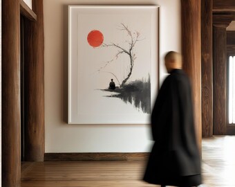 Become One With Yourself - Zen Meditation Wall Art, Japanese Spiritual Art, Buddha Meditation Room Wall Decor