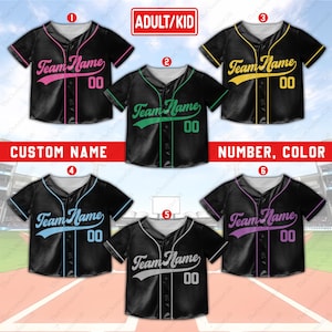 Personalized Kids Baseball Jersey, Custom Name Number Color Jersey, Matching Team Baseball Jersey, Baseball Lover Gift