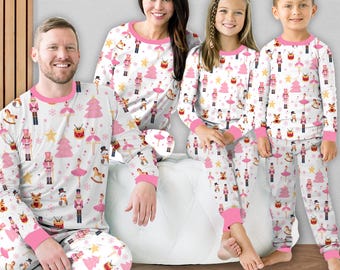Nutcracker Ballet Christmas Pajamas Set, Family Christmas Long Sleeve Two Piece Pajamas, Xmas Holiday Loungewear Set, Ballet Dancer Gifts