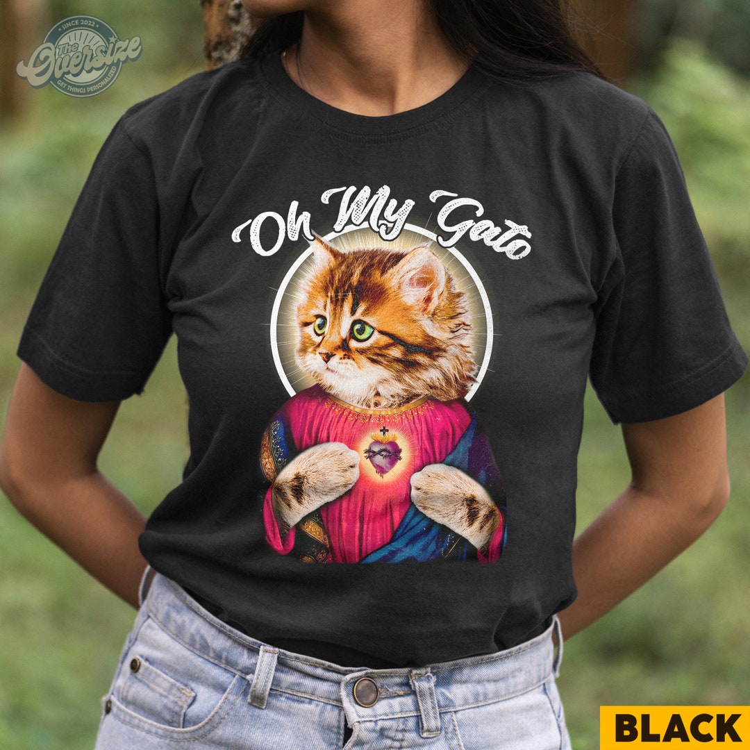 Oh My Gato Cat Jesus Christian Cat Lover Tshirt Etsy