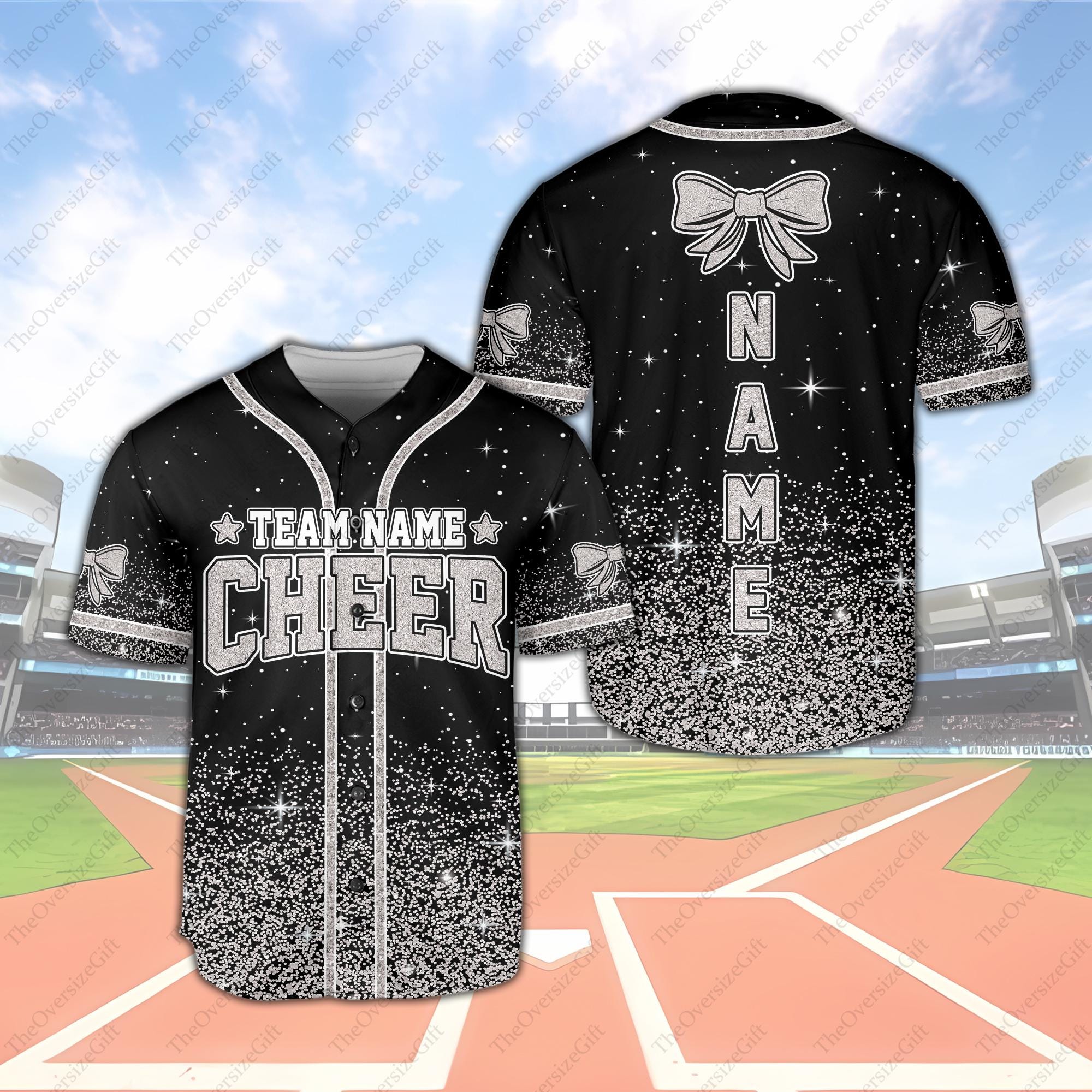 Personalized Glitter Cheer Baseball Jersey, Custom Name and Team Name ...