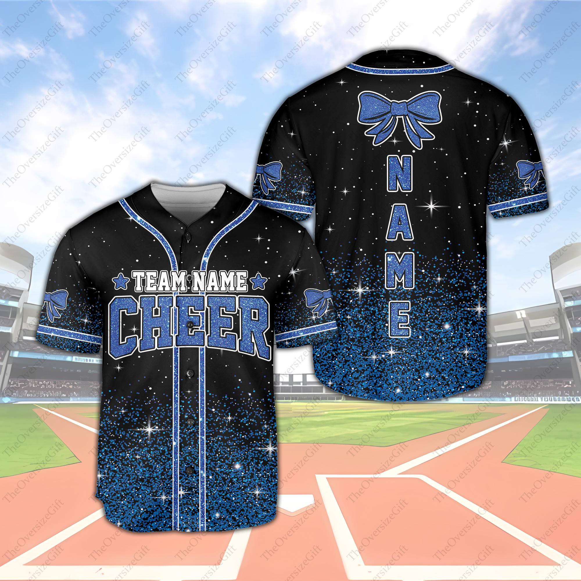 Personalized Glitter Cheer Baseball Jersey, Custom Name and Team Name ...