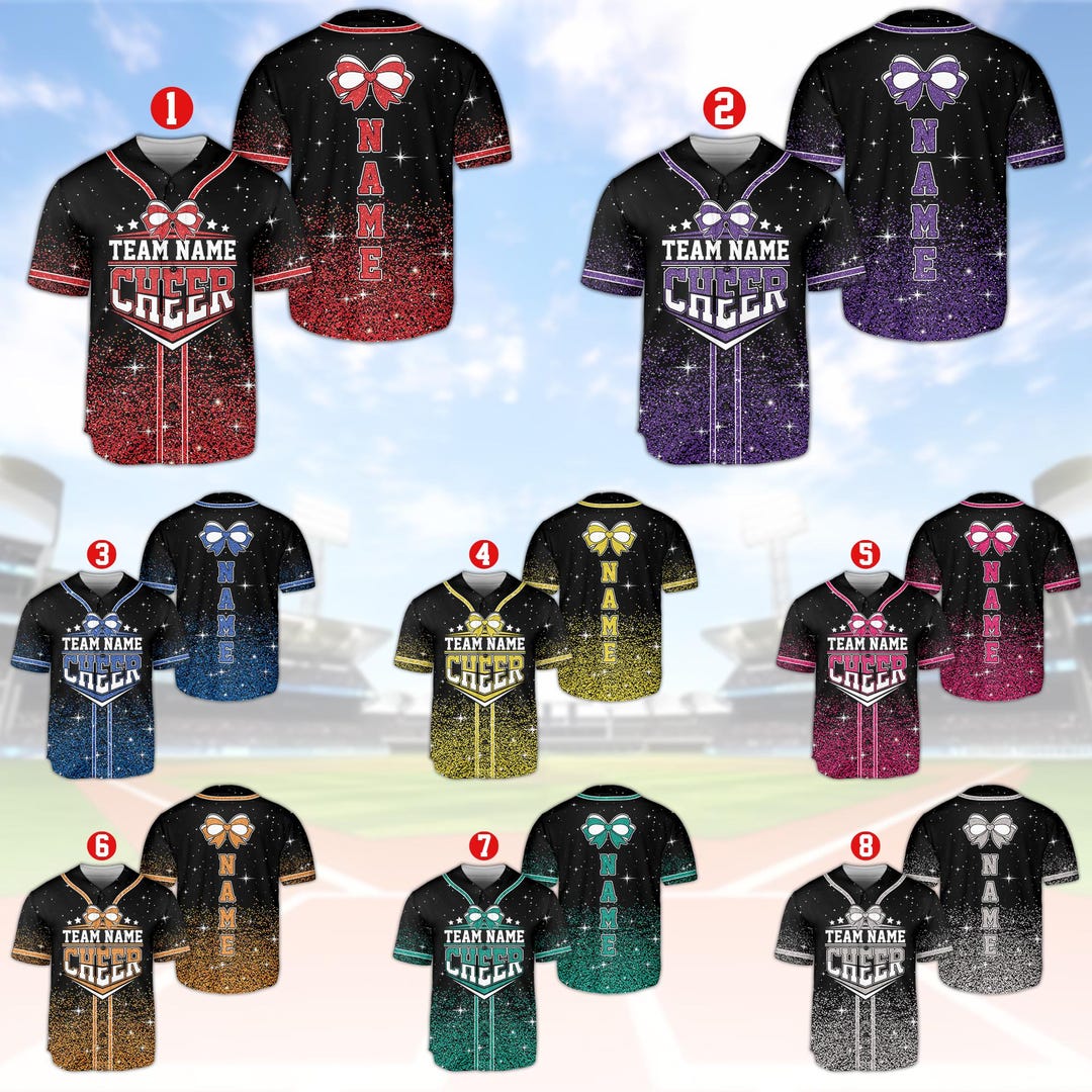 Custom Name Cheer Baseball Jersey, Personalized Cheerleading Baseball ...