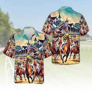 Kentucky Derby Hawaiian Shirt, Churchill Downs Horse Racing Button Up Shirt, Talk Derby To Me Shirt, Run For The Roses Shirt, Derby Day Gift