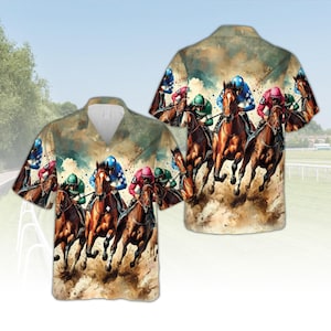 Kentucky Derby Hawaiian Shirt, Vintage Horse Racing Derby Jockey Button Up Shirt, Talk Derby To Me, Run For The Roses, Derby Day Gift