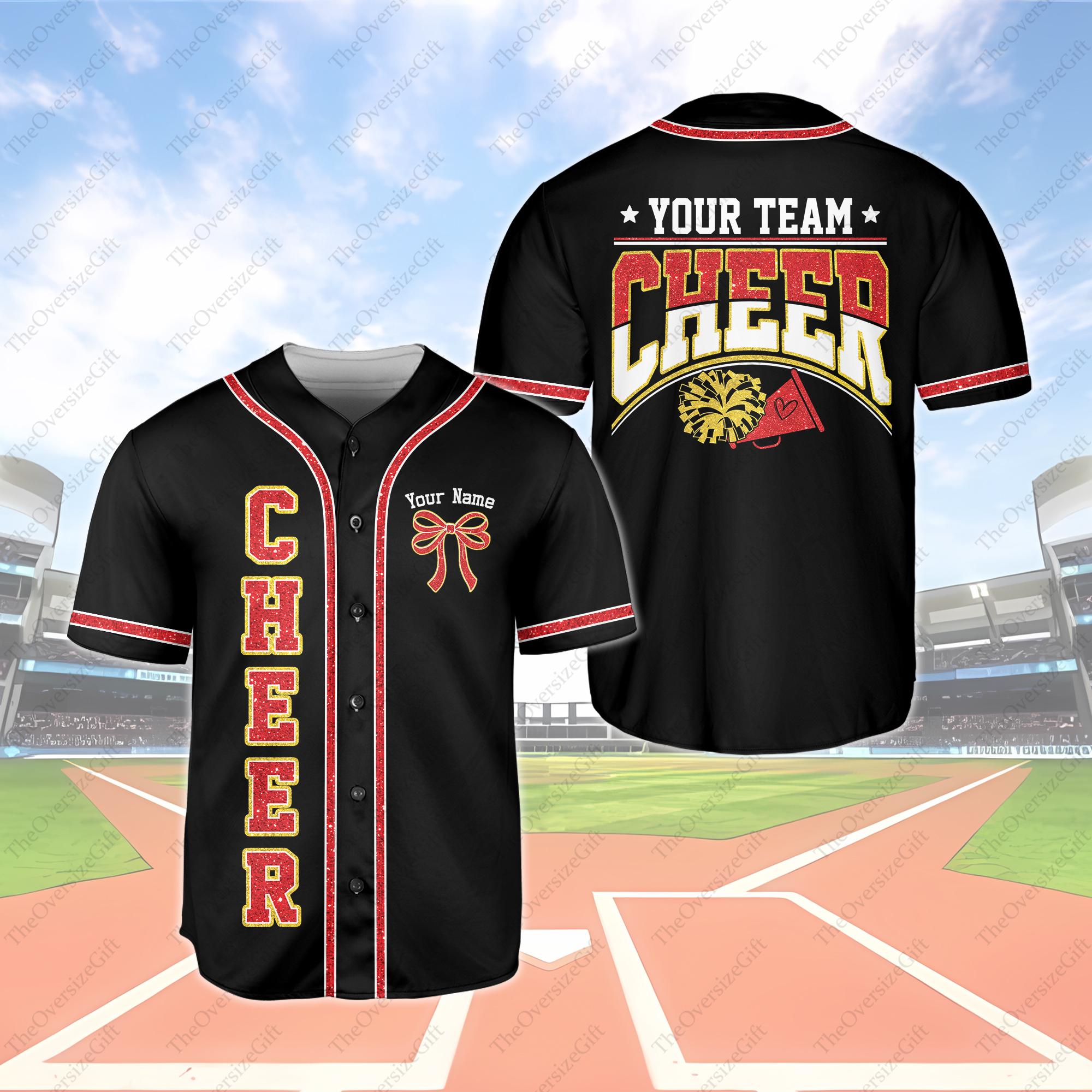 Personalized Glitter Cheer Baseball Jersey, Custom Name Team Name ...