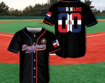 Personalized Dominican Republic Baseball Jersey, Custom Name Number Dominican Republic Flag Baseball Jersey, Dominican Baseball Team Uniform