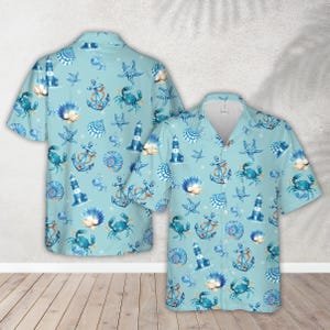 Sea Creatures Ocean Life Hawaiian Shirt, Starfish Seashell Ocean Beach Button Up Shirt, Summer Beach Shirt, Sea Life Shirt, Ocean Lover Gift