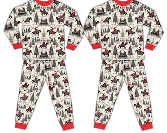 Cute Western Christmas Pajamas Set, Cowboy Santa Howdy Christmas Long Sleeve Two Piece Pajama, Matching Western Christmas Gift, Cowboy Santa