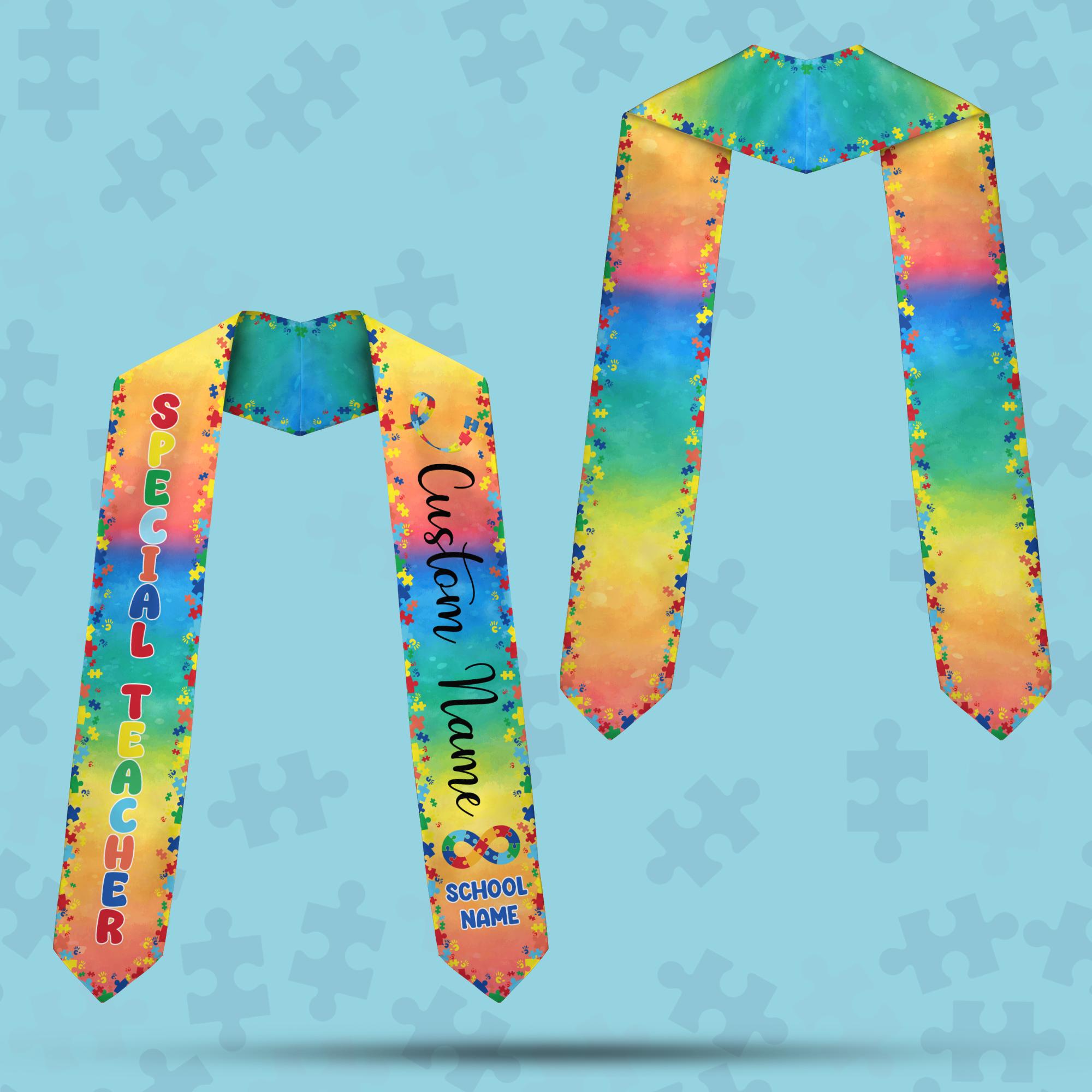Autism Awareness Graduation Stole for Teacher, Personalized Special ...