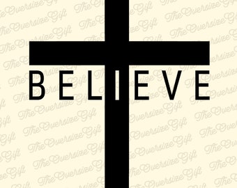 Believe Cross, Faith Symbol PNG, Spiritual Belief Download, Christian Faith PNG, Cross Symbolism Download PNG